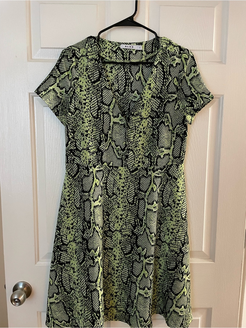 Green Snake Print Midi Dress